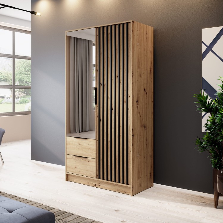 szafa ELY 2D artisan z lustrem we wnętrzu mieszkania