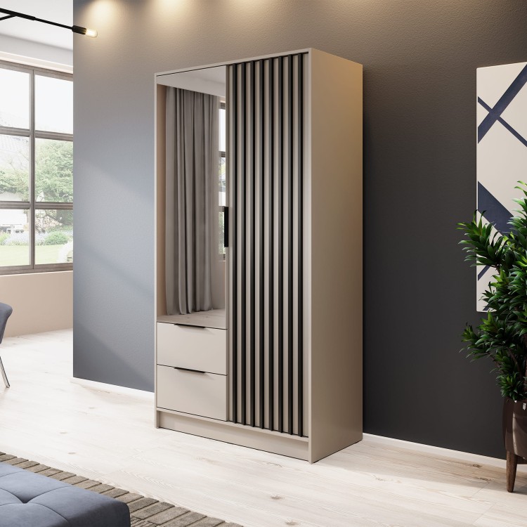 szafa ELY 2D kaszmirowa z lustrem we wnętrzu mieszkania