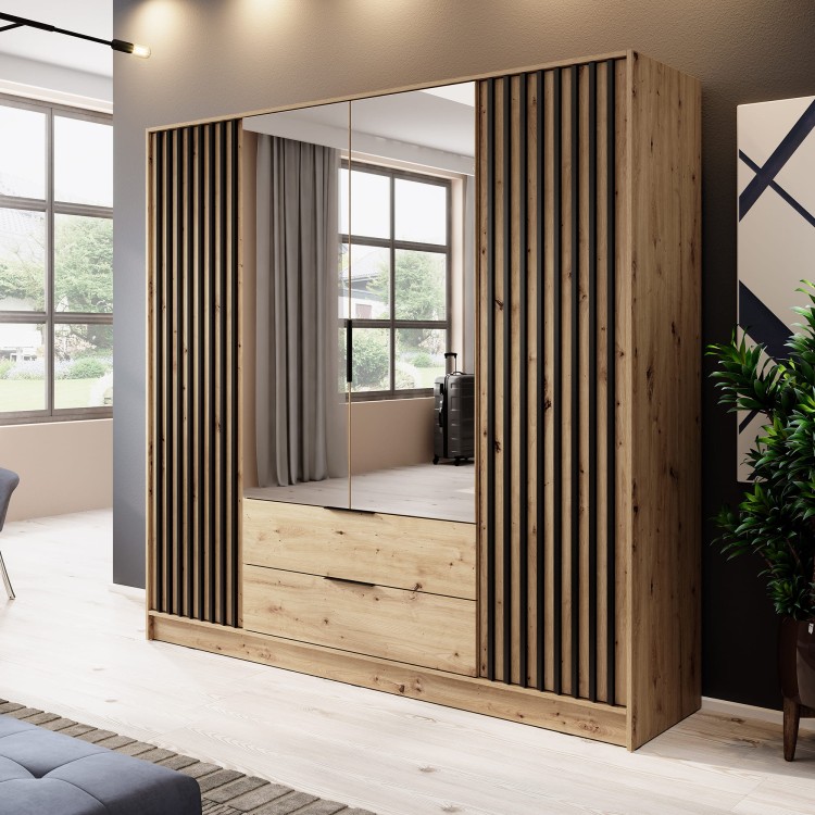 szafa ELY 4D artisan z lustrem we wnętrzu mieszkania