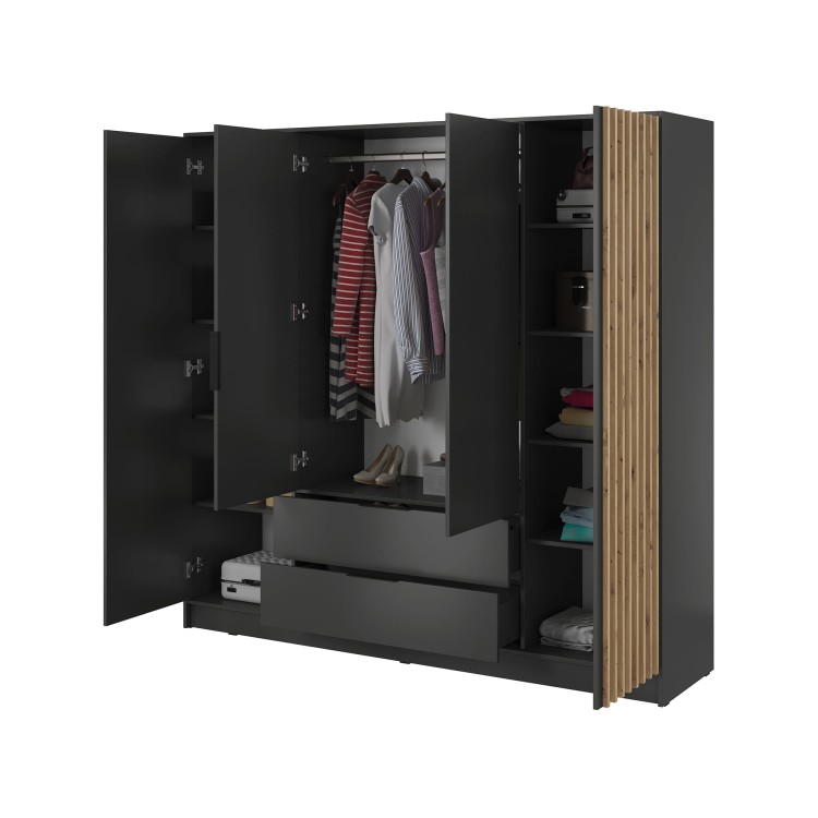 wnętrze szafy ELY 4D artisan/grafit