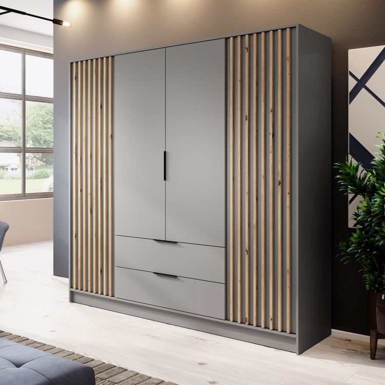 szafa ELY 4D artisan/szary bez lustra we wnętrzu mieszkania