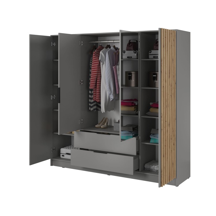 wnętrze szafy ELY 4D artisan/szary