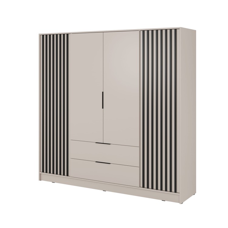 szafa ELY 4D kaszmir/czarny na białym tle