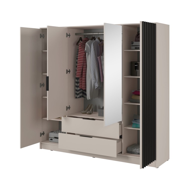 wnętrze szafy ELY 4D kaszmir/czarny