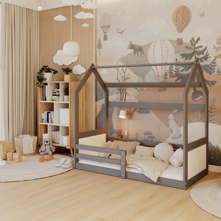 łóżko dziecięce domek Kimi szaro białe we wnętrzu mieszkania.jpg