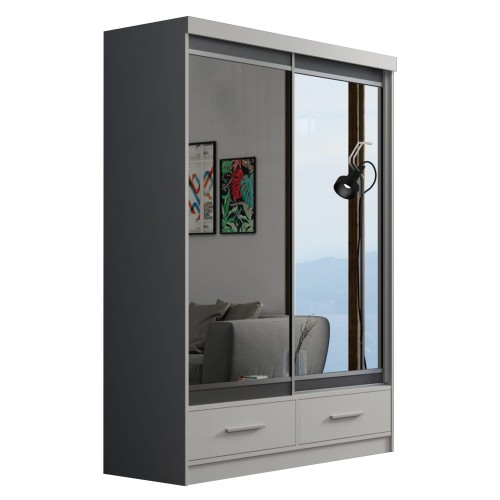 Szafa przesuwna z lustrem i szufladami MARLO 150 cm na białym tle.jpg