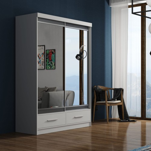 Szafa przesuwna z lustrem i szufladami MARLO 150 cm aranżacja.jpg