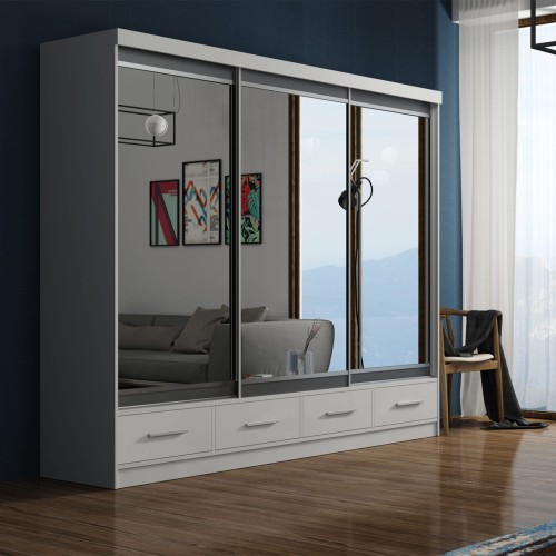 Przykładowa aranżacja szafy przesuwnej z lustrem i szudfladami Marlo 250 cm.jpg