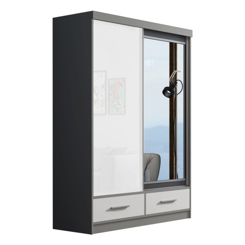 Szafa przesuwna z lustrem i szufladami LENA 150 cm na białym tle.jpg