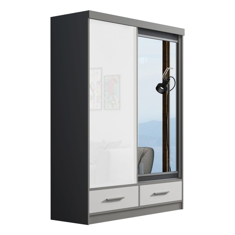 Szafa przesuwna z lustrem i szufladami LENA 150 cm na białym tle.jpg