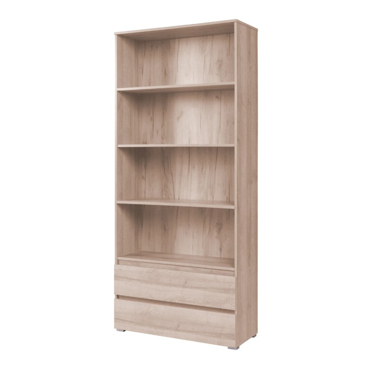 Regał OSMO 90 cm w kolorze dąb sonoma z czterema półkami i dwiema pojemnymi szufladami, idealny do salonu, sypialni lub biura.jpg
