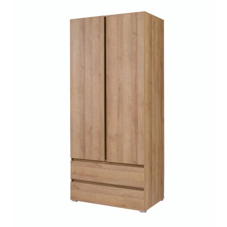 Szafa dwudrzwiowa COSMO 92 cm w kolorze dąb riviera z dwoma pojemnymi szufladami, nowoczesny design i funkcjonalne wnętrze.jpg