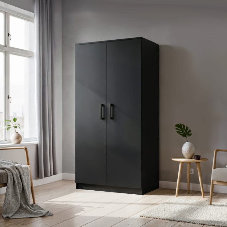 Szafa uchylna REND 90 cm w kolorze czarnym – elegancka, nowoczesna szafa z dwiema drzwiami i czarnymi uchwytami.jpg