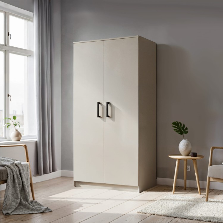 Szafa uchylna REND 90 cm w kolorze kaszmir – stylowa i nowoczesna szafa dwudrzwiowa z czarnymi uchwytami.jpg