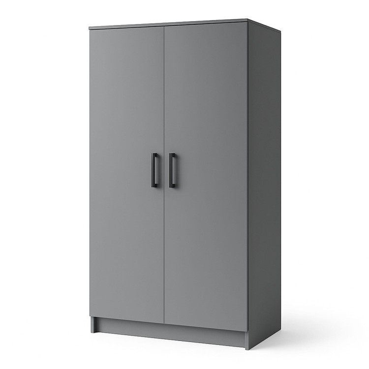 Szara szafa uchylna REND 90 cm – nowoczesna, dwudrzwiowa szafa w kolorze grafitowej szarości, z czarnymi uchwytami, minimalistyczny design.