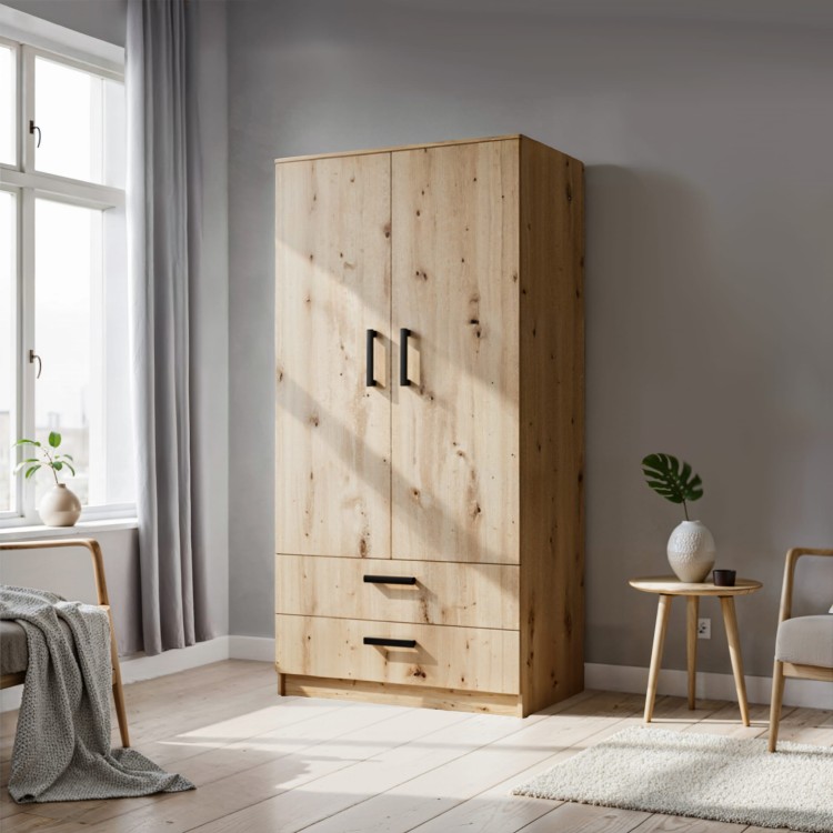 Szafa REND 2 dąb artisan – stylowa szafa z szufladami w ciepłym, naturalnym odcieniu drewna.
