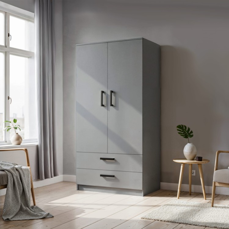 Szafa REND 2 graphite grey – nowoczesna szafa z szufladami w stonowanym, eleganckim wnętrzu.