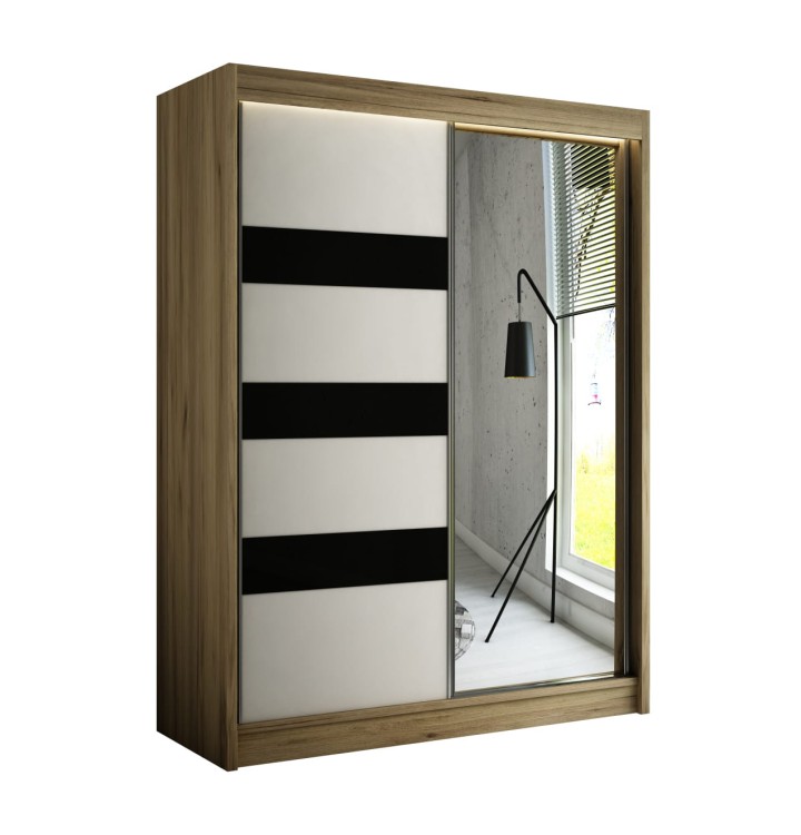 LESTO dąb craft złoty z białym frontem i czarnym lacobel na białym tle.jpg