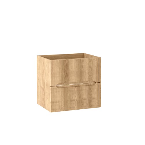 Szafka pod umywalkę NOVE 60 cm w wybarwieniu Hikora z ryflowanymi frontami