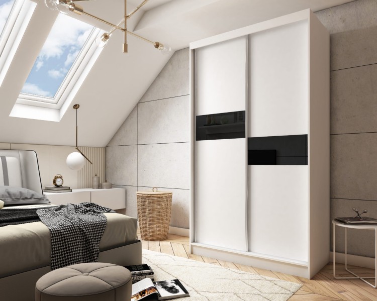 Szafa przesuwna ze szkłem Lacobel LAVINA 120 w kolorze białym aranżacja.jpg