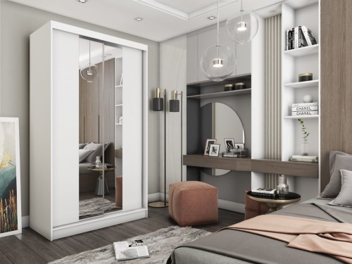 Szafa przesuwna z lustrem LIZA 120 w kolorze białym aranżacja.jpg