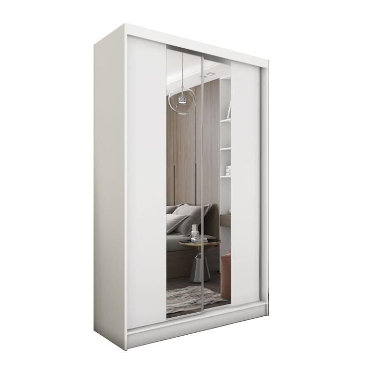Szafa przesuwna z lustrem LIZA 120 w kolorze białym na białym tle.jpg