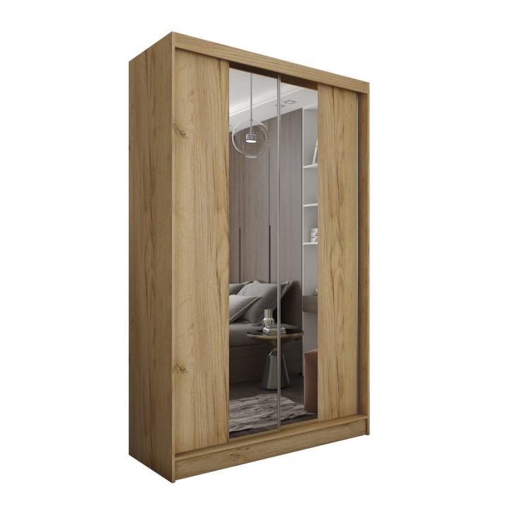 Designerska szafa LIZA 150 w ciepłym dębie artisan na białym tle.jpg