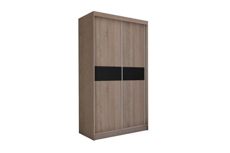 Szafa przesuwna ze szkłem Lacobel TINA 150 cm w kolorze dąb craft złoty i czarnym szkłem lacobel.jpg