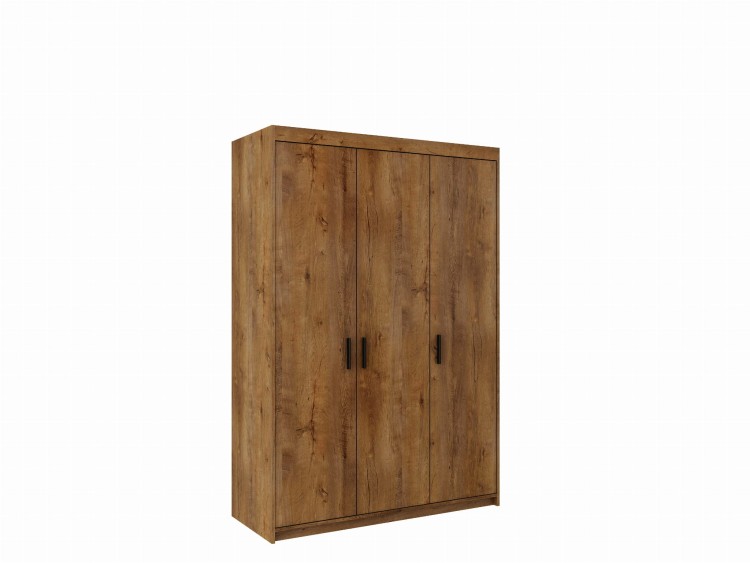 Szafa trzydrzwiowa do salonu Nela 133 cm w kolorze dąb lefkas na bialym tle.jpg