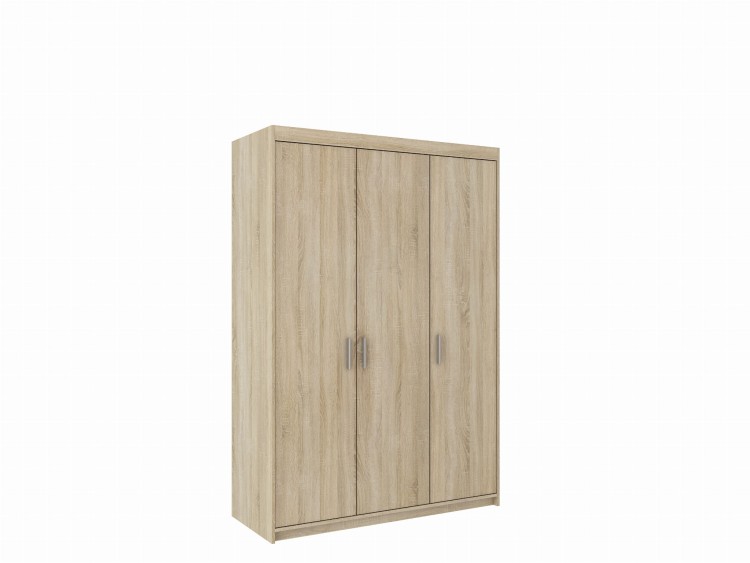 Szafa trzydrzwiowa do salonu Nela 133 cm w kolorze dąb sonoma na białym tle.jpg
