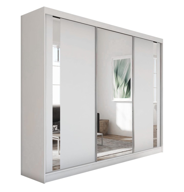 Szafa przesuwna z lustrem GAJA 240 w kolorze białym na białym tle.jpg