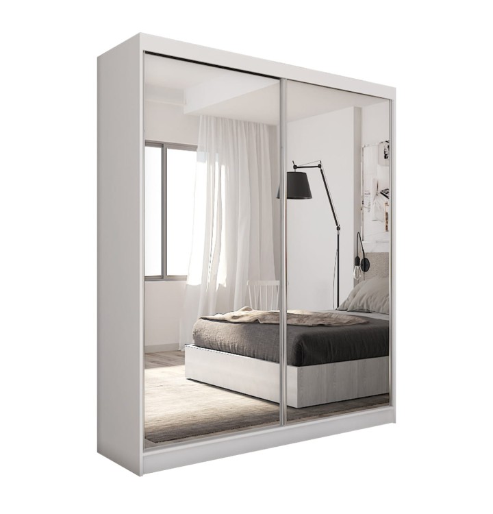 Szafa przesuwna z lustrem DERRO 160 w kolorze białym na białym tle.jpg