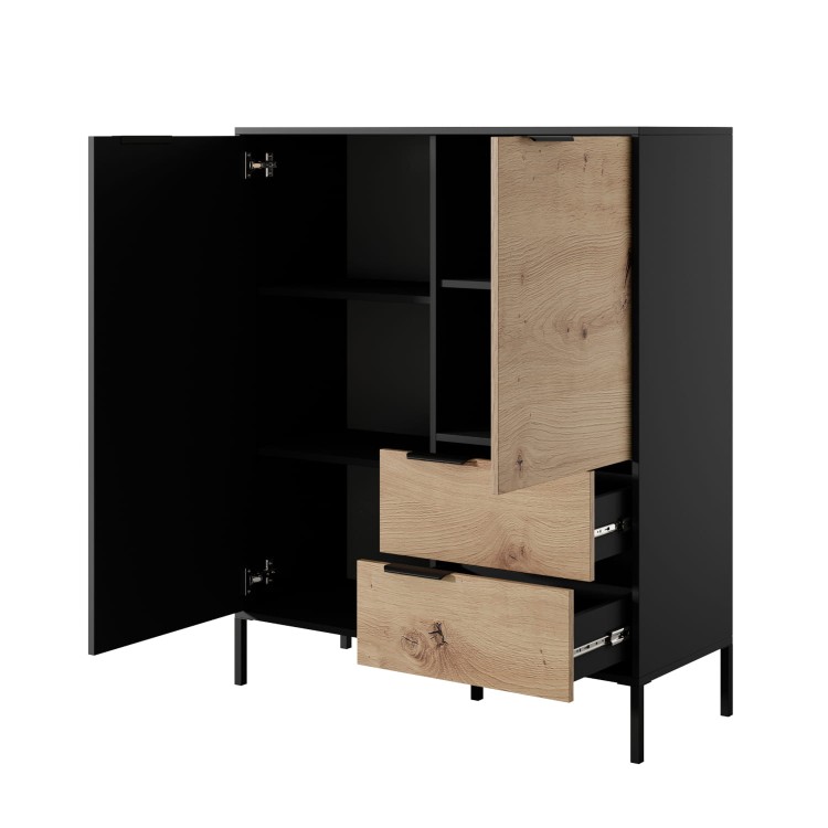 Mave czarna na białym tle od boku otwarte szafki.jpg