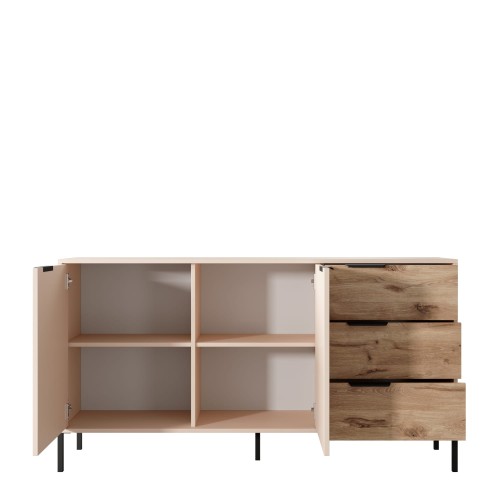 Komoda Mave na białym tle otwarte szafki.jpg