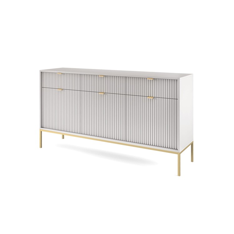 komoda z szufladami AVO w kolorze szarym na złotym metalowym stelażu.jpg