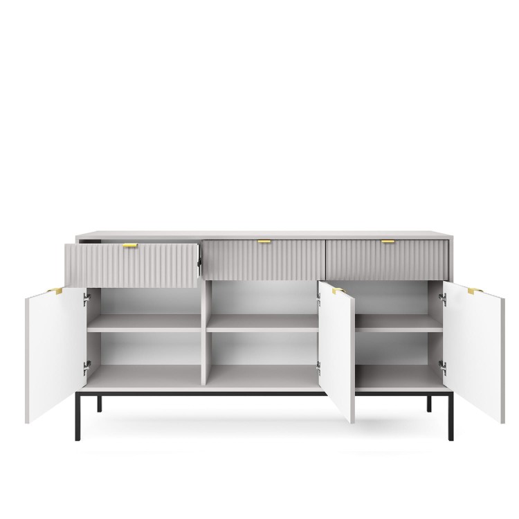 komoda z szufladami AVO w kolorze szarym na czarnym metalowym stelażu wnętrze.jpg