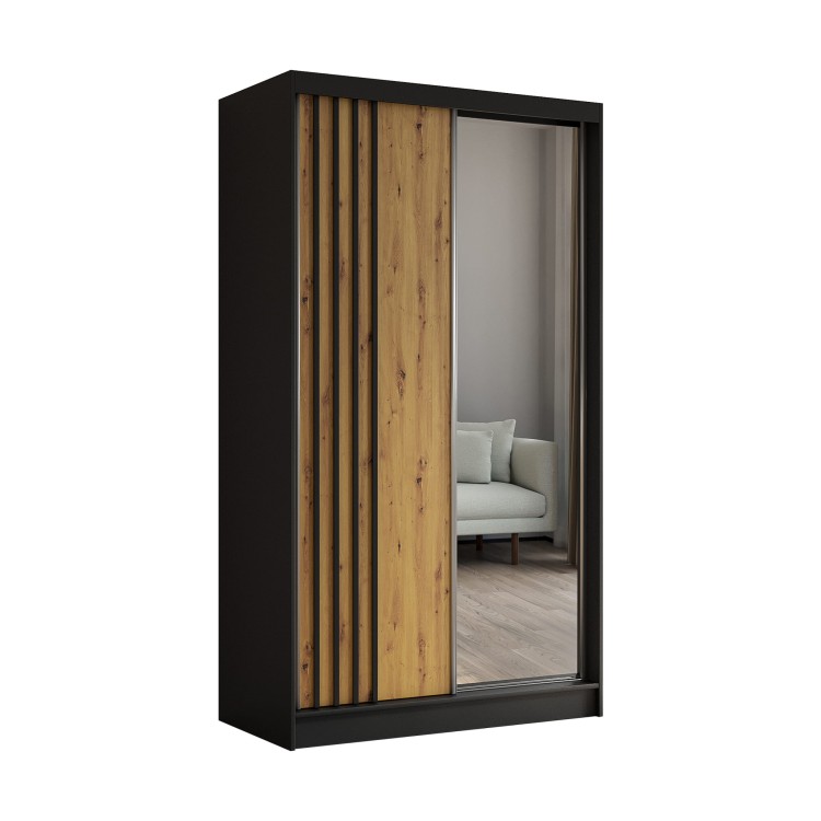 Szafa z lamelami ELA 120 cm w kolorze czarny-artisan-czarny na białym tle.jpg