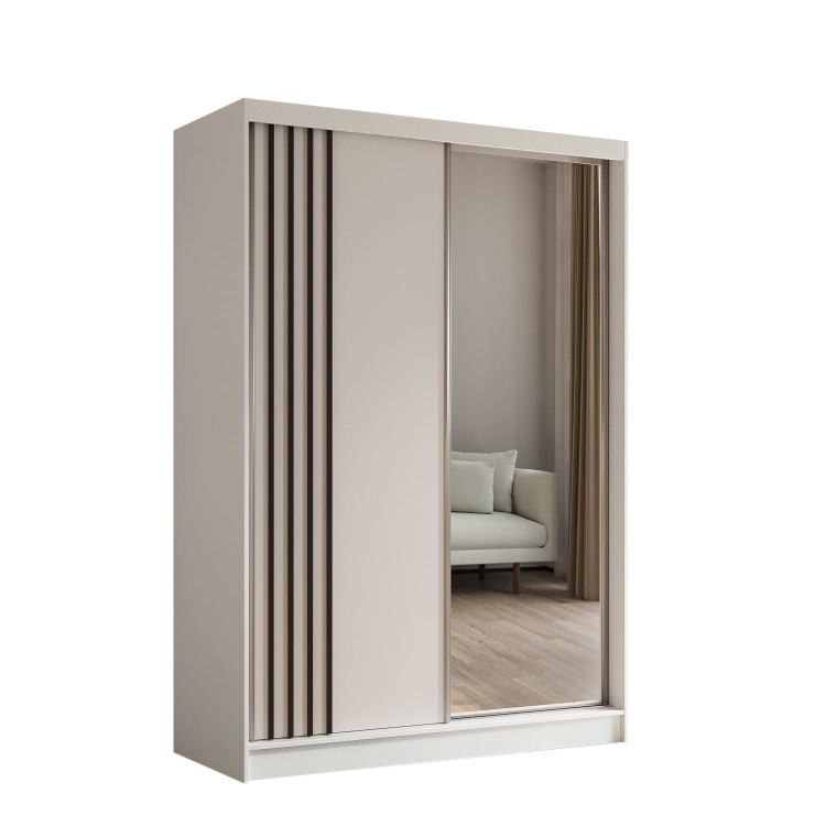Szafa z lamelami ELA 150 cm w kolorze biały-biały-czarny.jpg