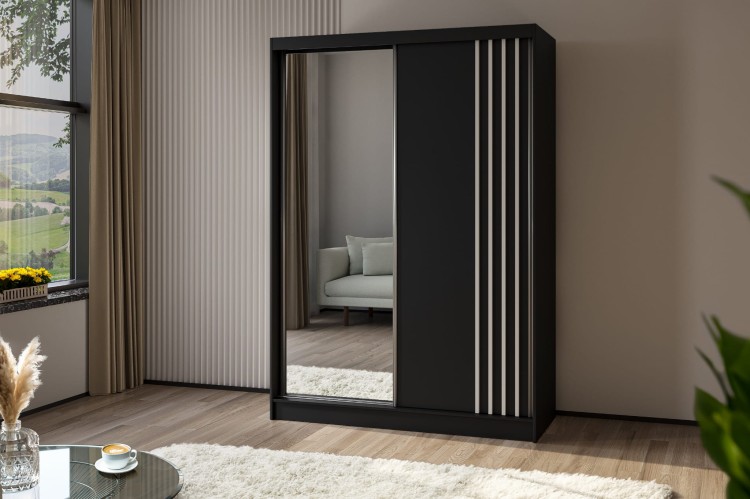 Szafa z lamelami ELA 150 cm w kolorze czarny-czarny-biały.jpg.jpg