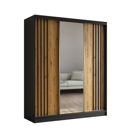 Szafa z lamelami ELA 180 w kolorze czarny-artisan-czarny na białym tle.jpg