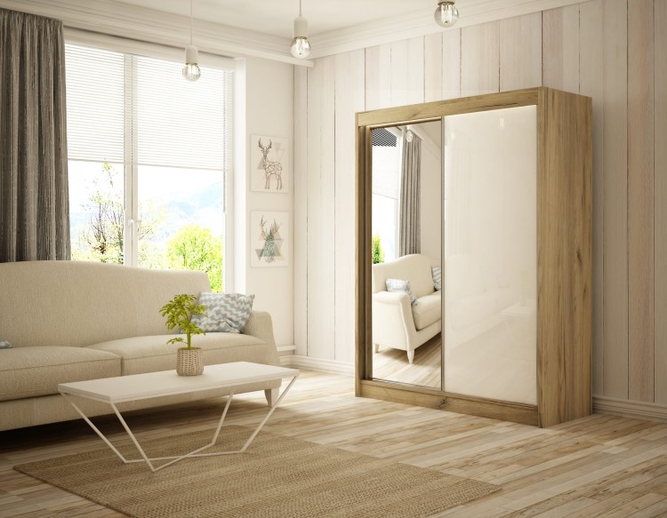VELEN Dąb Kraft Złoty K003 + lacobel biały1.jpg