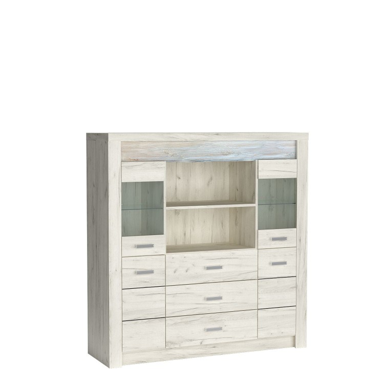 Komoda wysoka z szufladami INDIANA w kolorze kraft biały.jpg