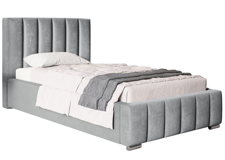 Nowoczesne łózko Bedi 1 90x200  z pionowymi przeszyciami w tkaninie Jasmine-90