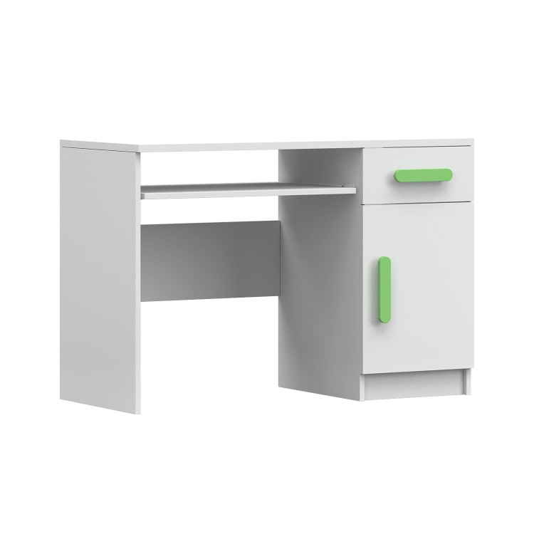 biurko do nauki ZUCH białe z zielonymi uchwytami.jpg