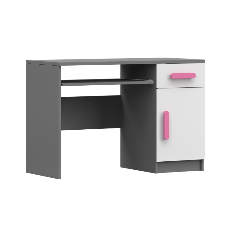 biurko do nauki ZUCH biało-szare z różowymi uchwytami.jpg