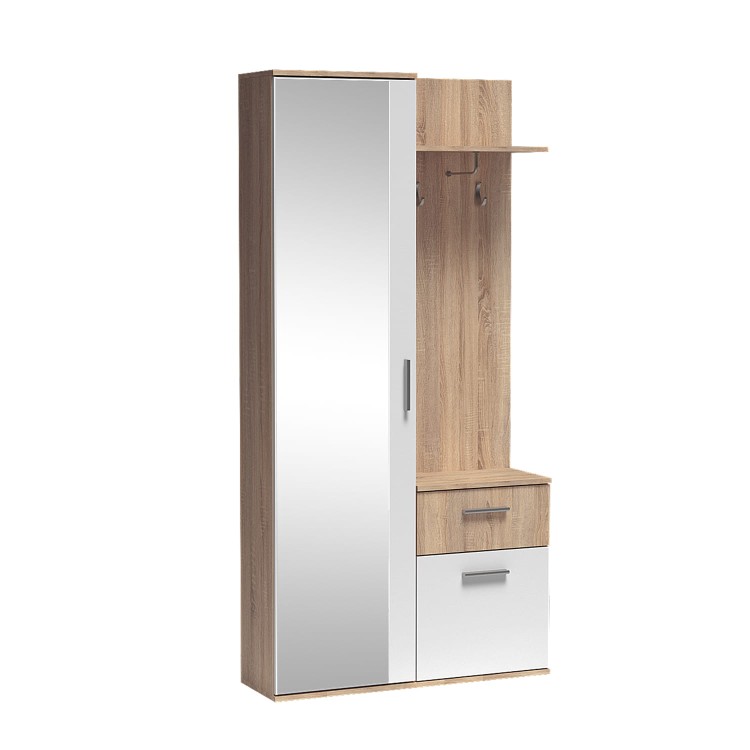 garderoba Luks w kolorze dąb sonoma-biel na białym tle.jpg