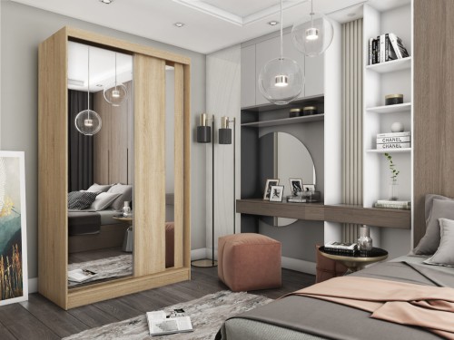 Szafa przesuwna z lustrem GAJA  w kolorze dąb sonoma aranżacja.jpg