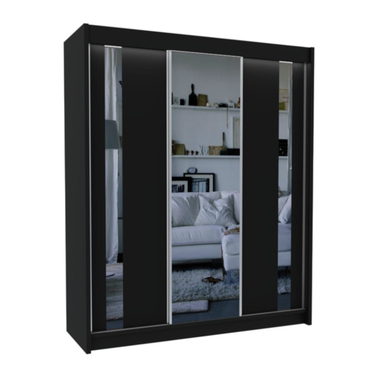 Szafa przesuwna z lustrem GAJA 180 w kolorze czarnym na białym tle.jpg