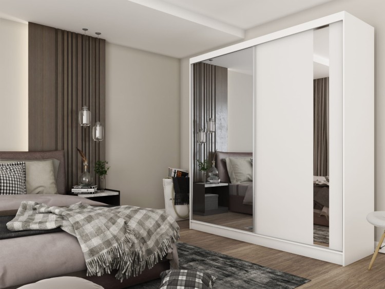 Szafa przesuwna z lustrem GAJA 200 w kolorze białym aranżacja.jpg