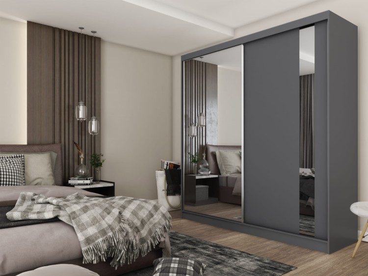 Szafa przesuwna z lustrem GAJA 200 w kolorze grafit aranżacja.jpg